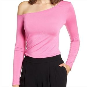 Halogen Pink Off The Shoulder Ruched Side Top Size XS